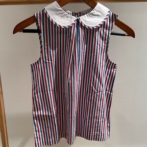 NWT Jacadi Red, Blue, and White Striped Blouse